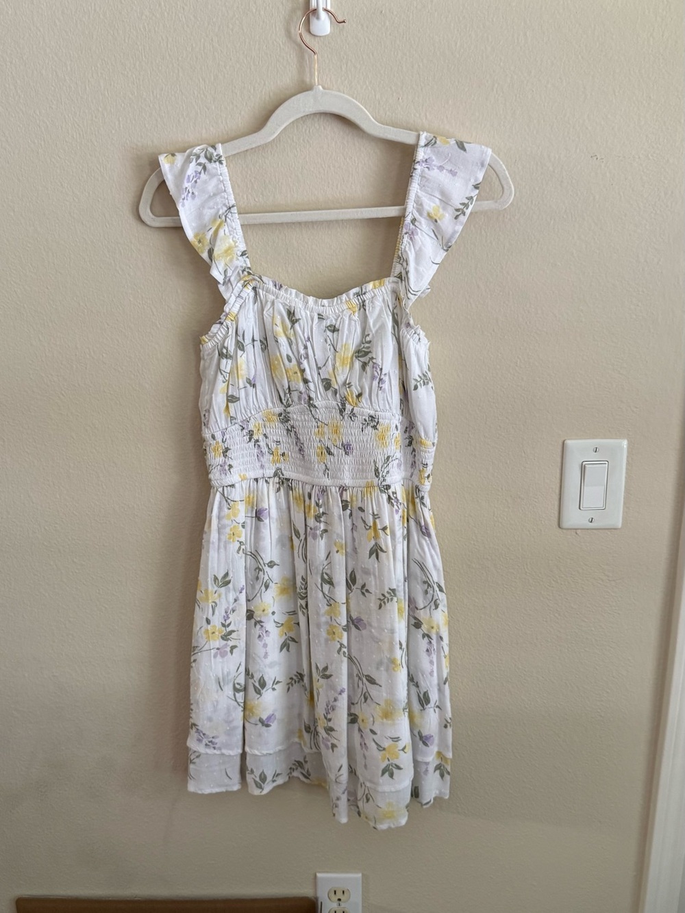 Hollister White Dress with Yellow Floral Print